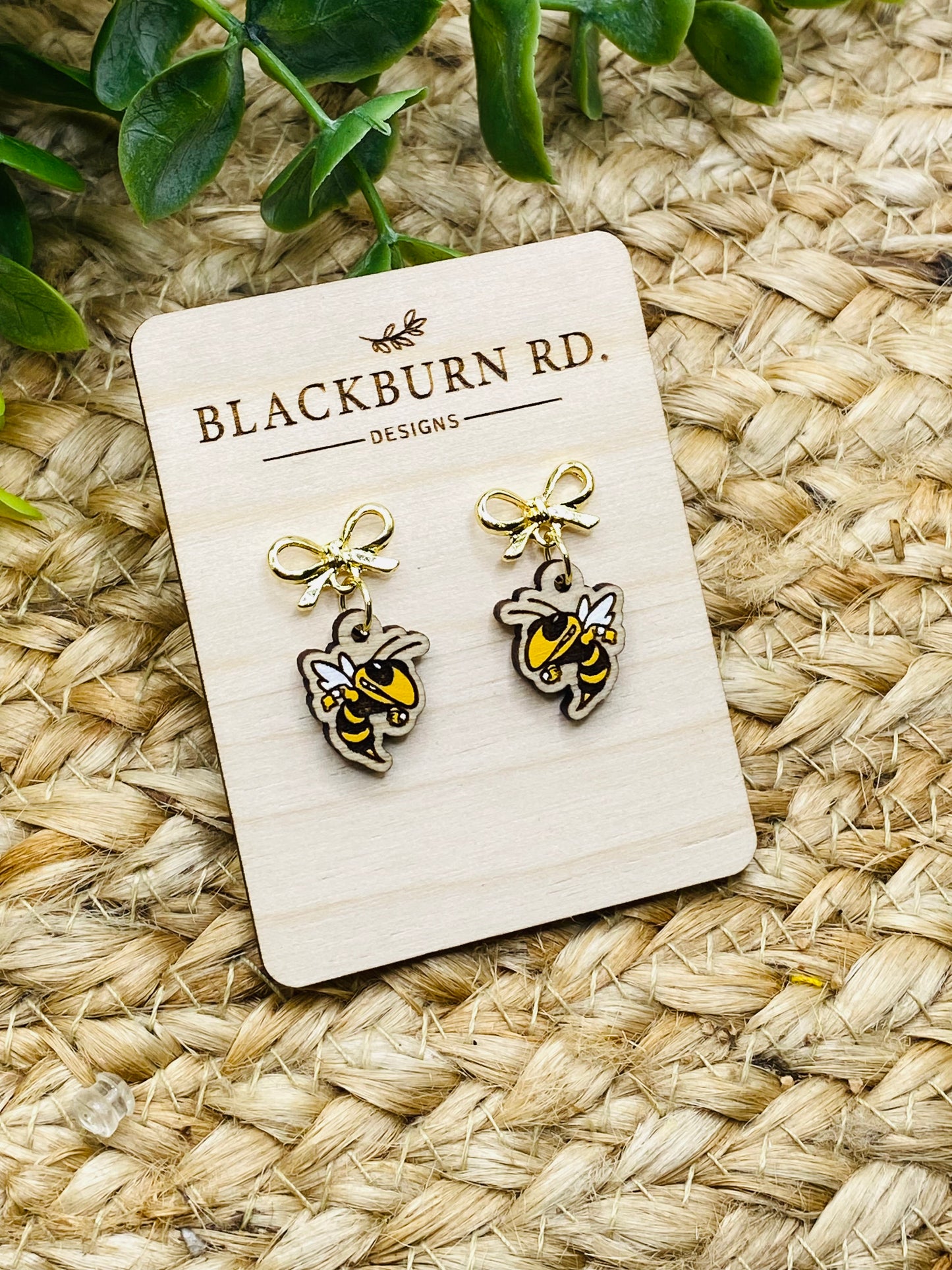 Taylor Petite Gold Bow Yellowjacket Charm Dangles