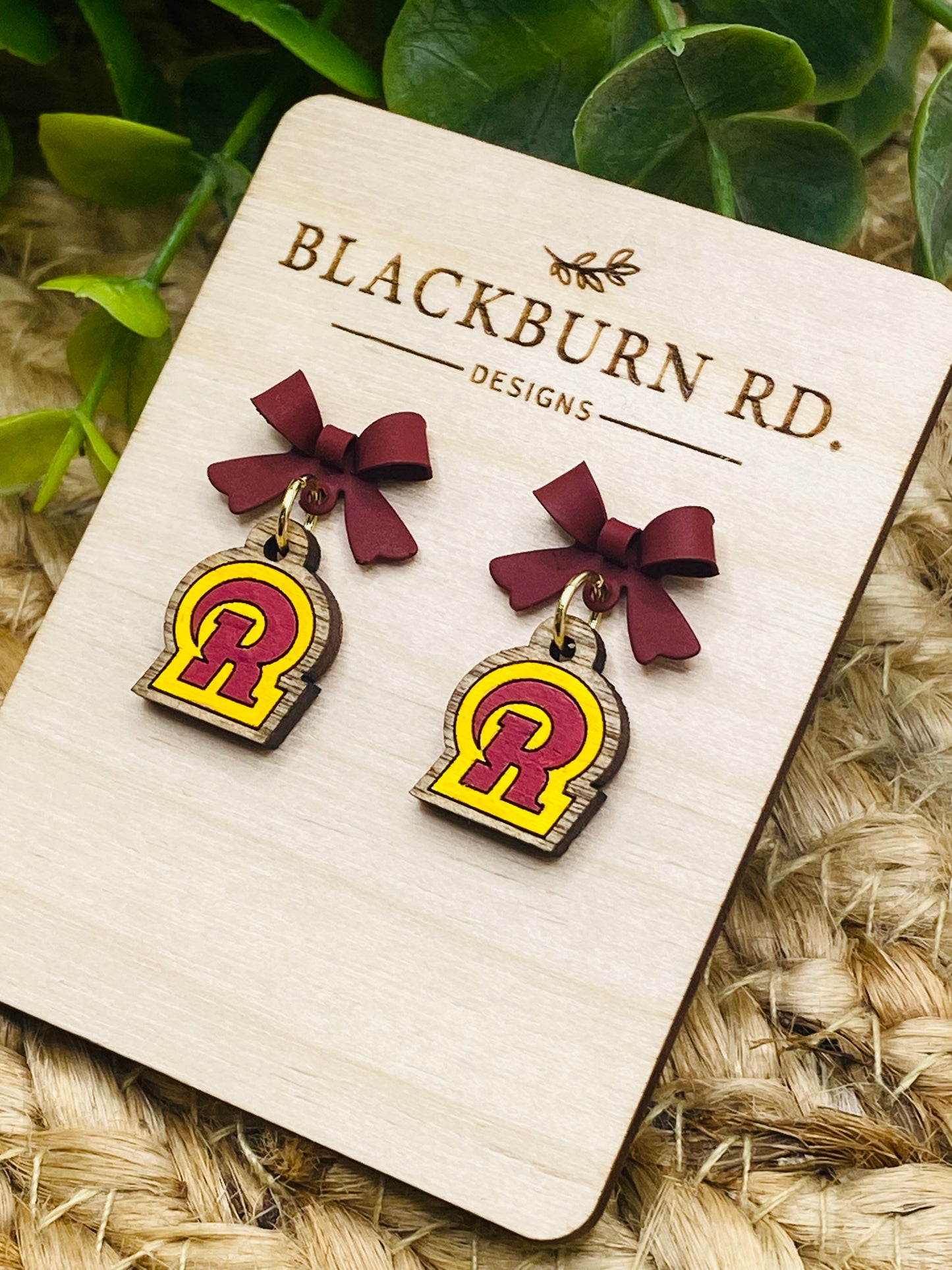Petite Matte Burgundy Bow Ross R Dangles