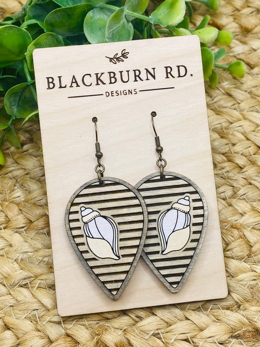 Striped Seashell Reversed Teardrop Dangles