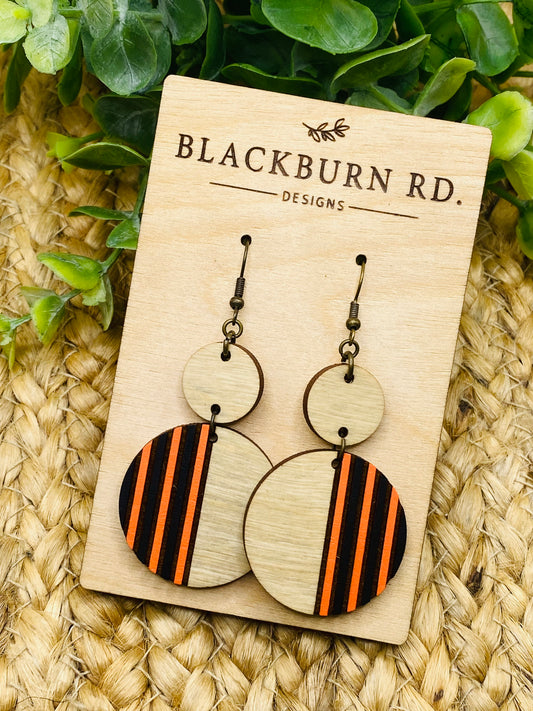 Double Round Bengals Striped Dangle