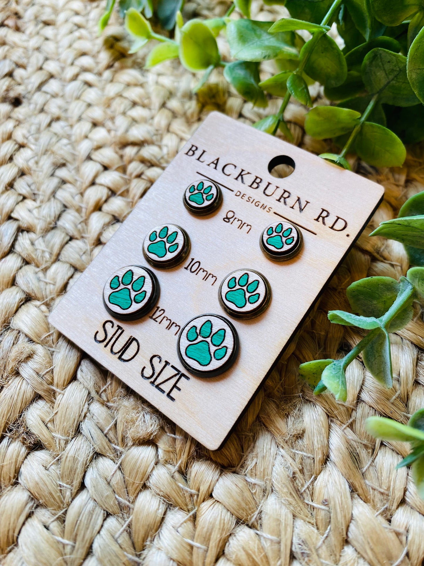 Harrison Paw Print Studs in Cabochon