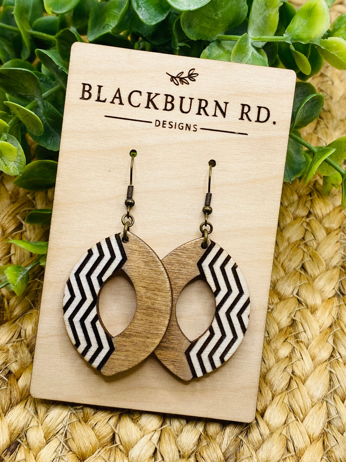 Open Oval Chevron Side Stripe Dangles