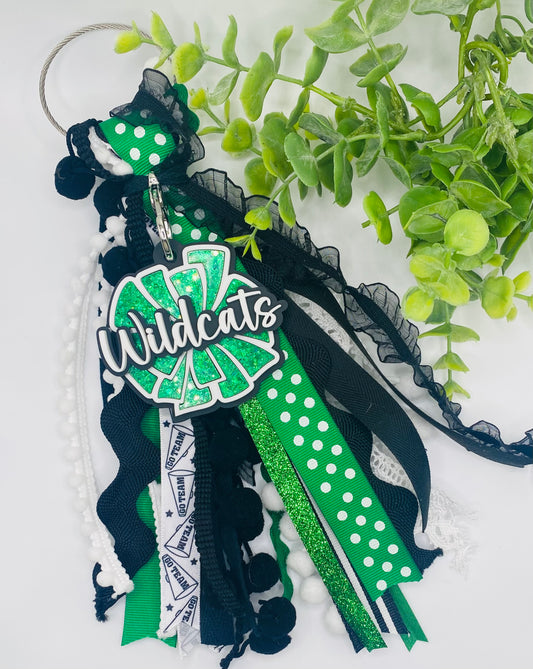 Harrison Pom Pom Wildcats Bag Tag and Ribbon