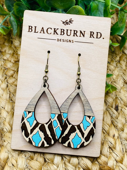 Teal Safari Open Teardrop Dangles