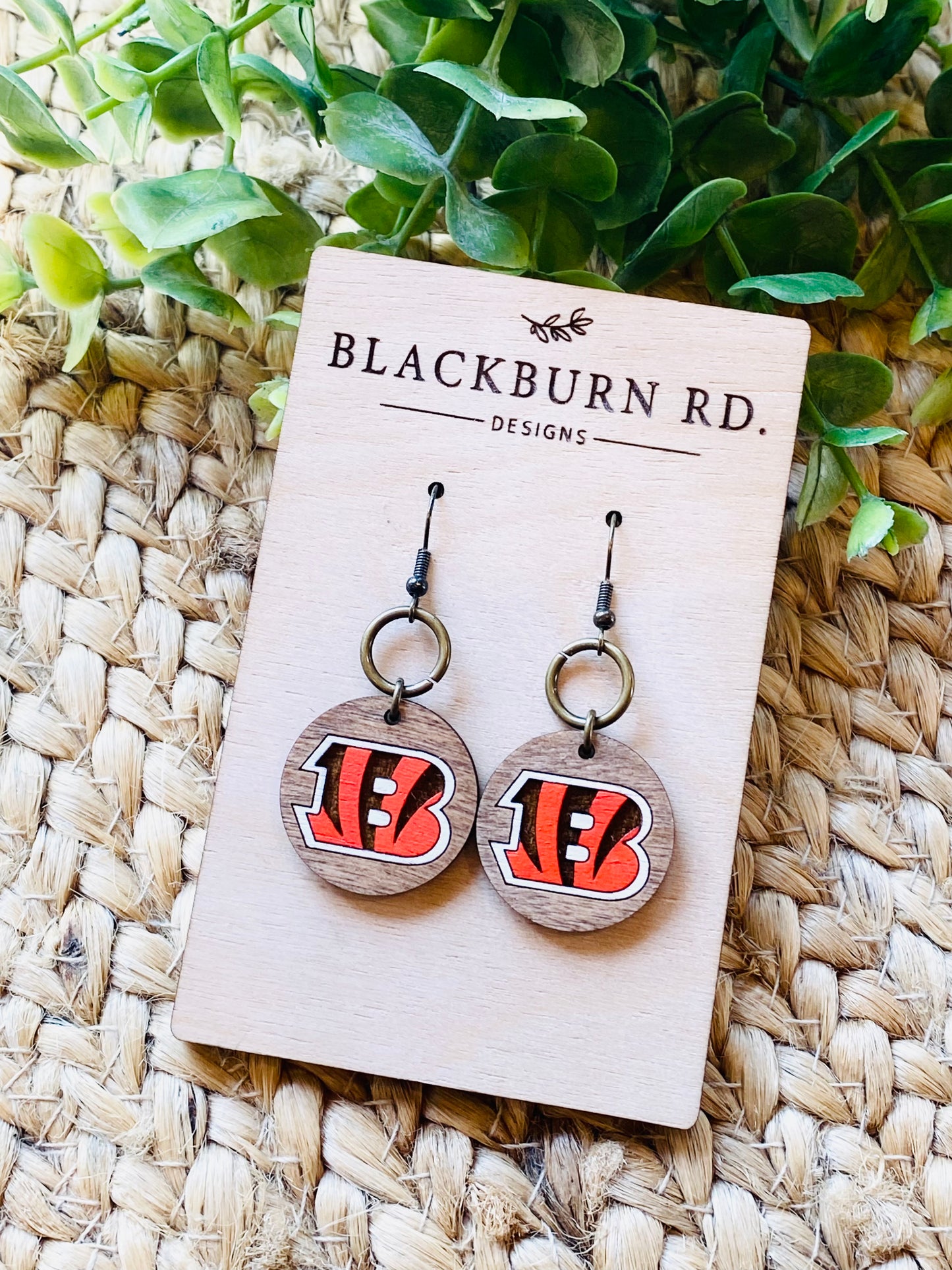 Bengals Stained Round Dangle Earrings