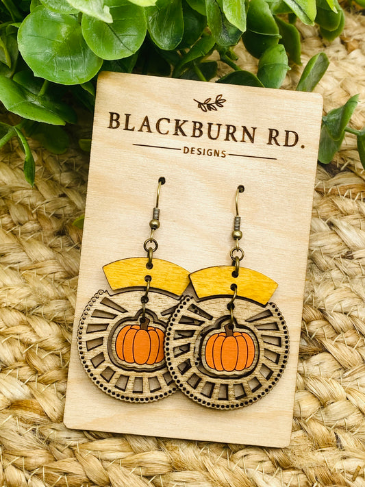 Boho Intricate Pumpkin Sundial Dangles