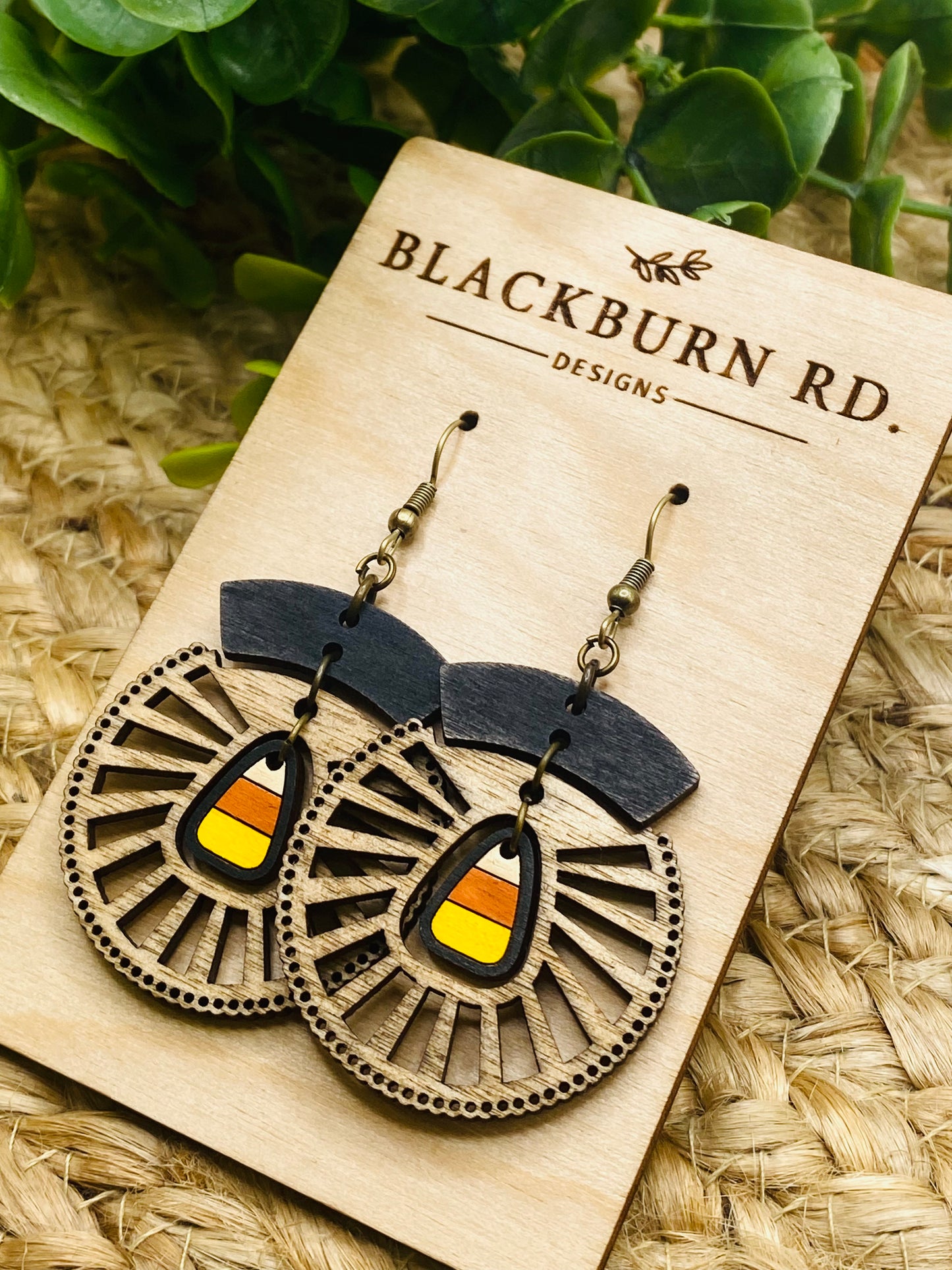 Boho Intricate Candy Corn Sundial Dangles