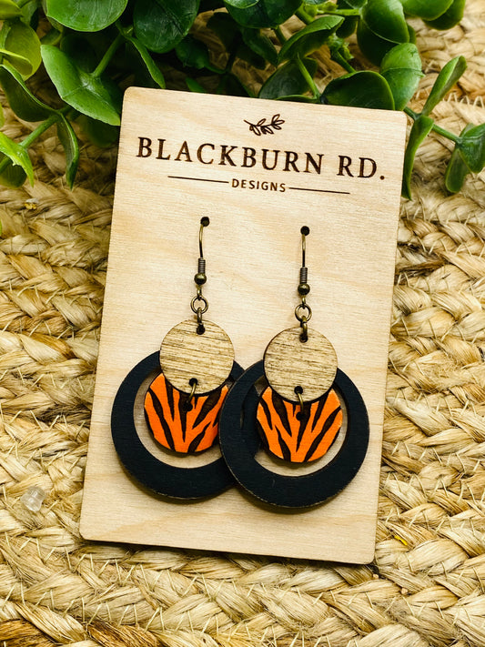 Open Hoop Tiger Stripe Earrings