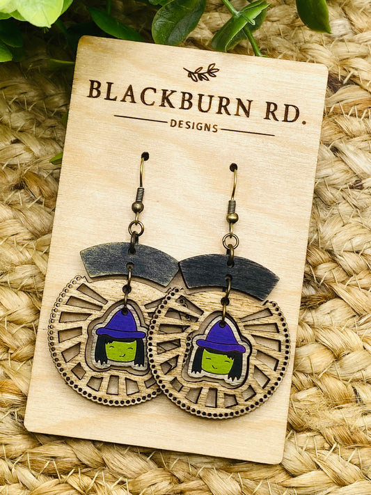 Boho Intricate Witch Sundial Dangles