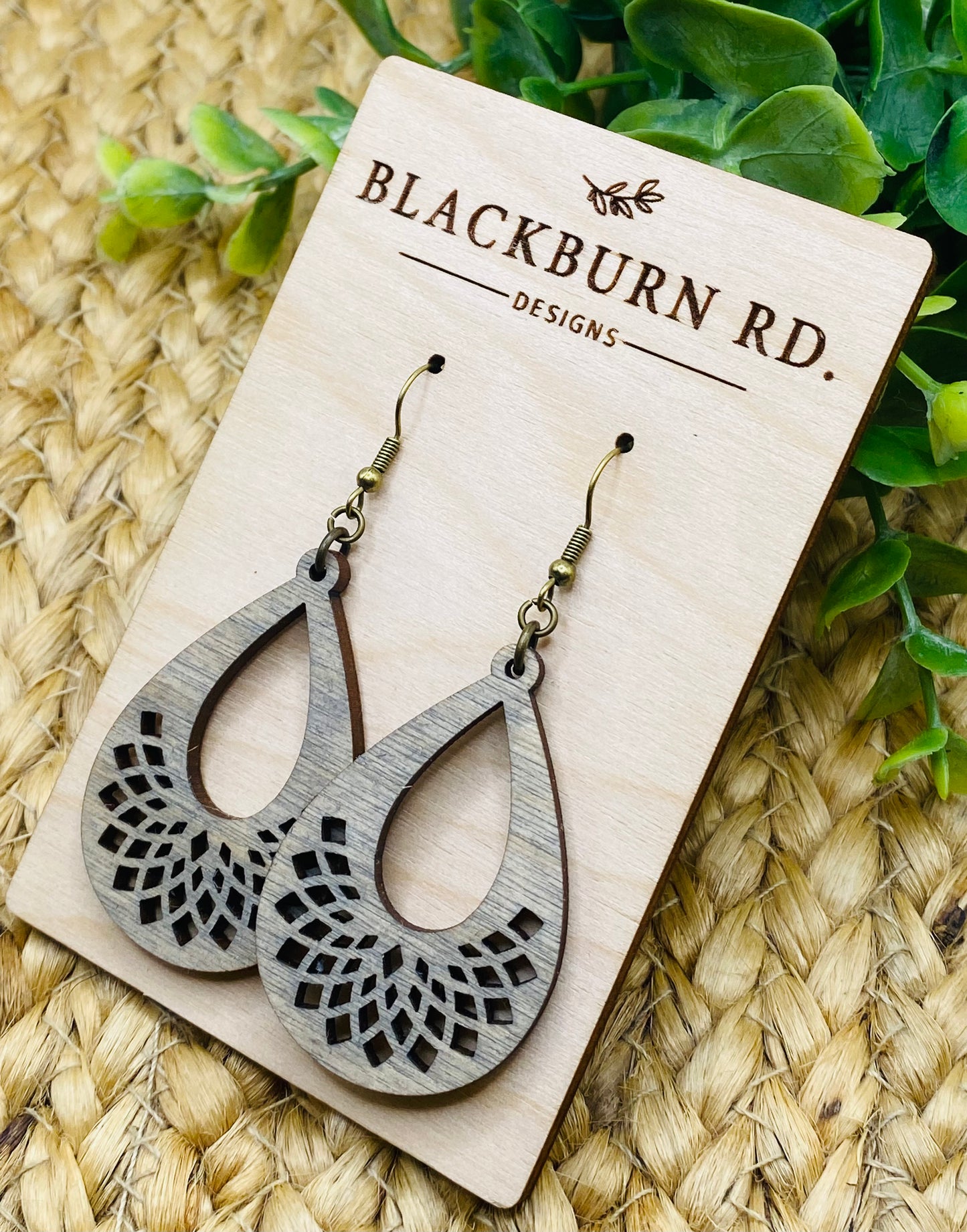 Weathered Gray Geometric Wing Teardrops