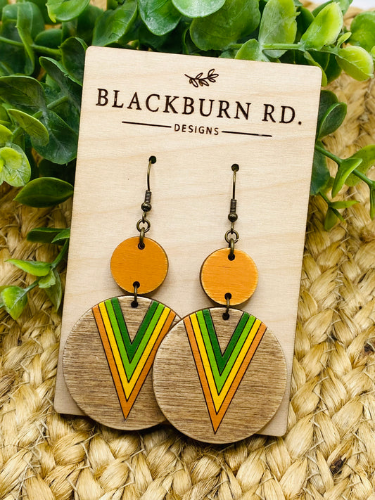 Pointed Stripe Boho Round Connector Dangles
