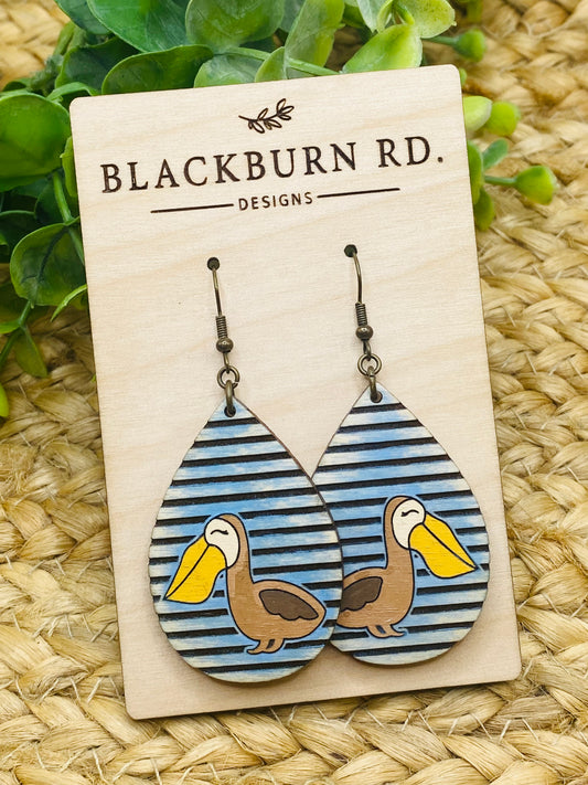 Striped Pelican Teardrop Dangles