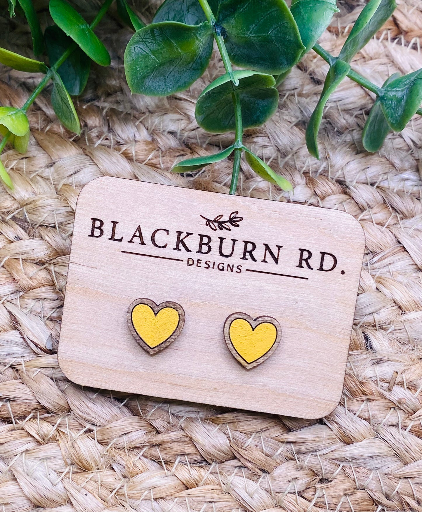 Striped Framed Heart Studs