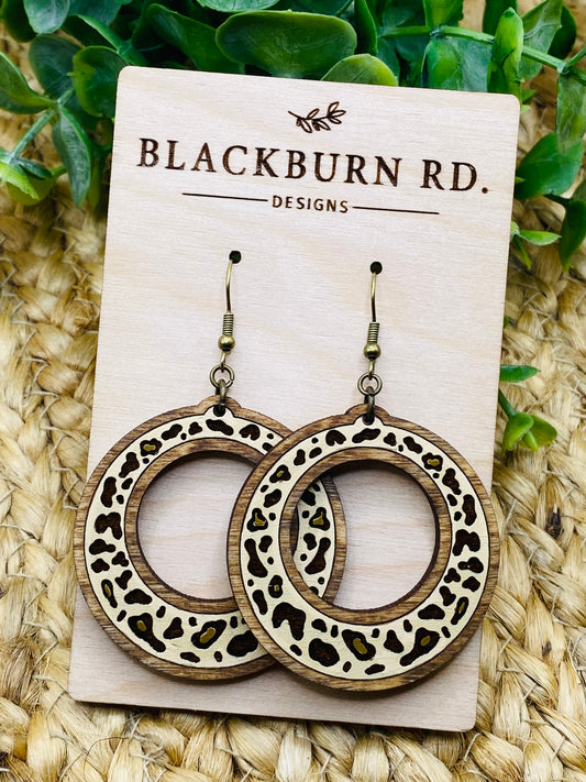 Framed Leopard Hoop Dangles