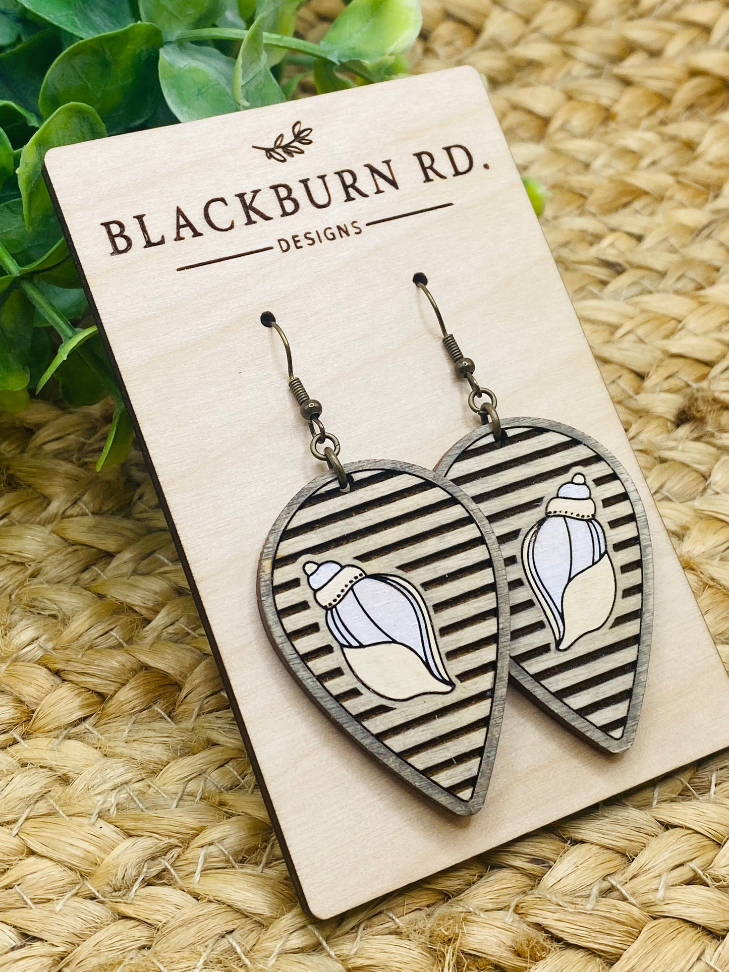 Striped Seashell Reversed Teardrop Dangles