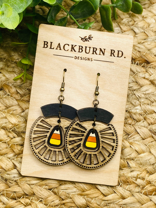 Boho Intricate Candy Corn Sundial Dangles