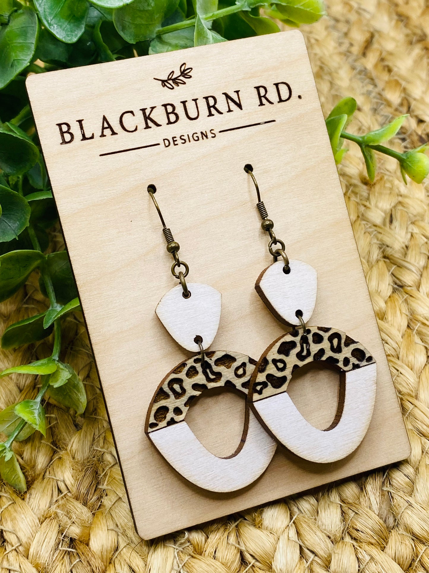 Two Piece Leopard Stretched Hoop Dangles