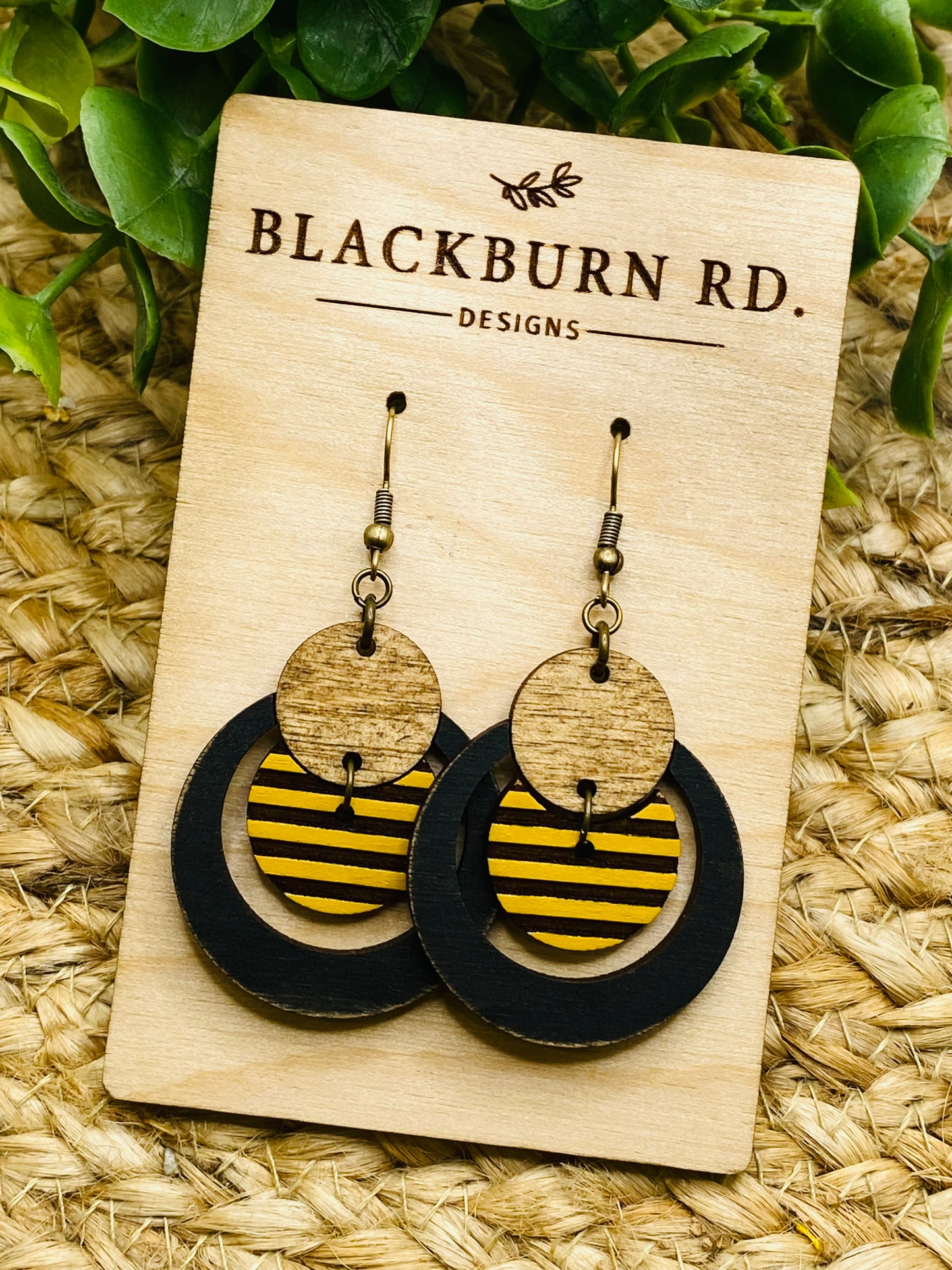 Open Hoop Striped Earrings