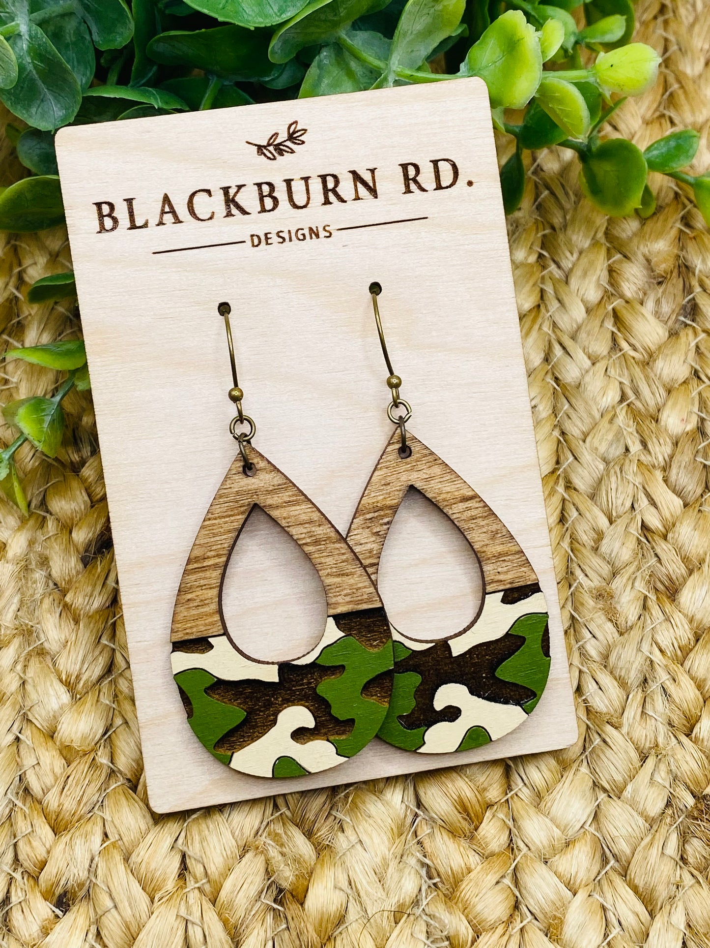 Open Teardrop Camouflage Dangles