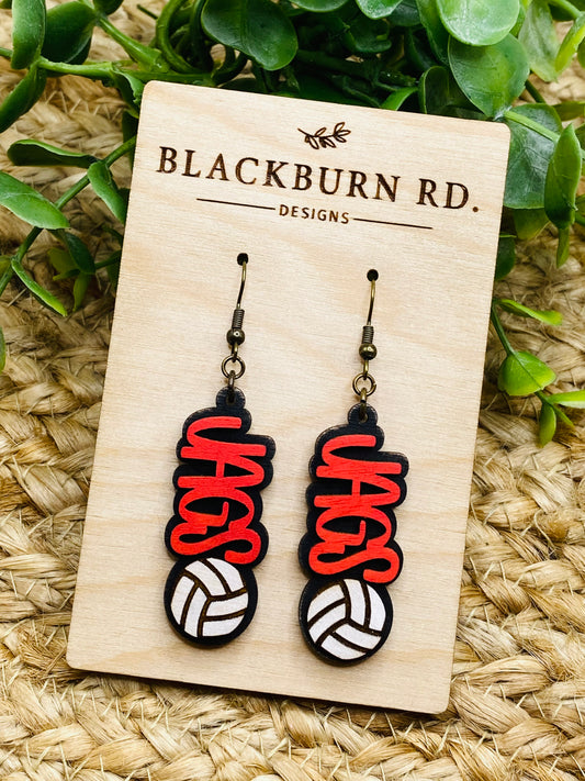 St. John Jags Volleyball Bar Dangles