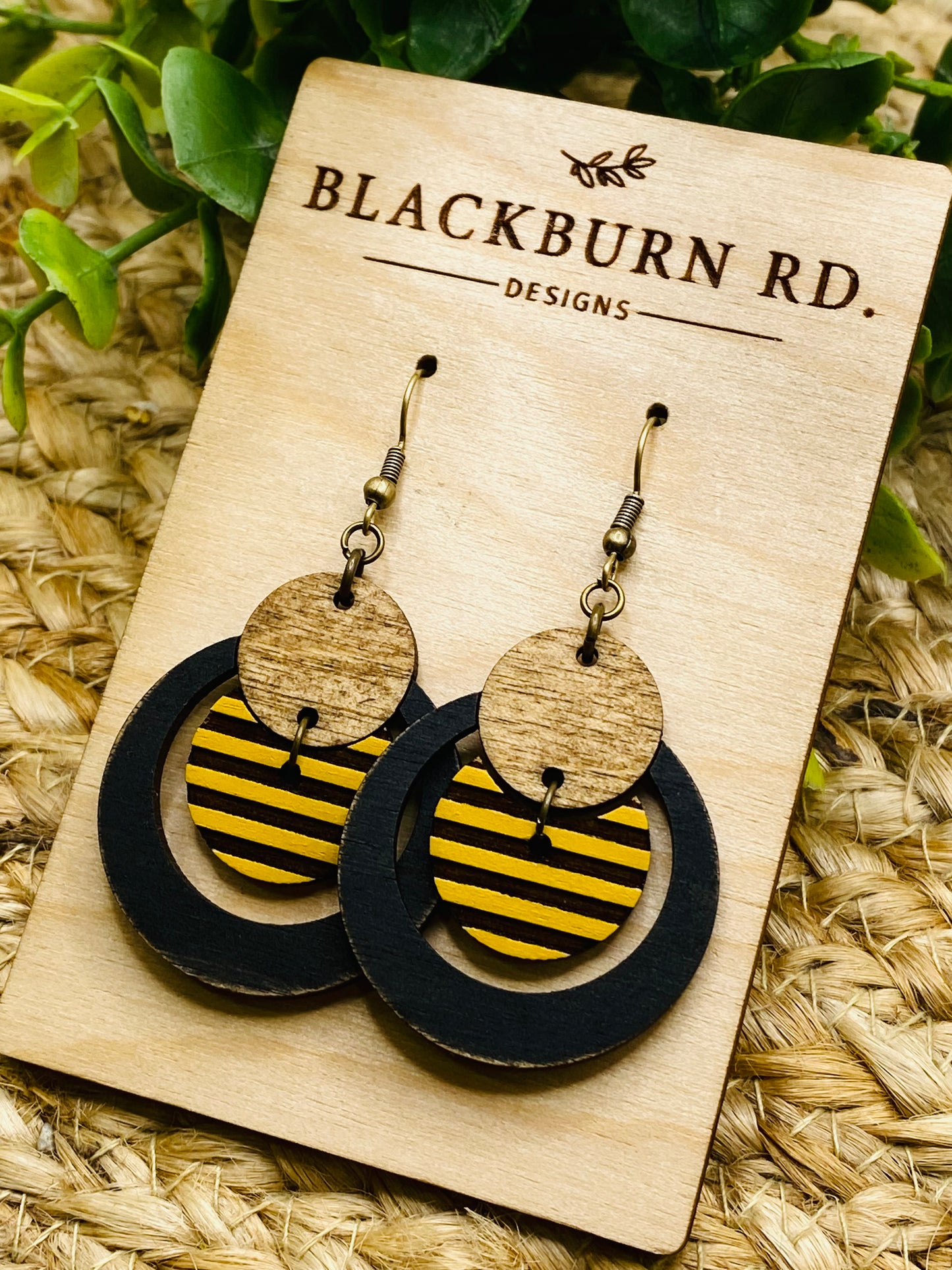 Open Hoop Striped Earrings