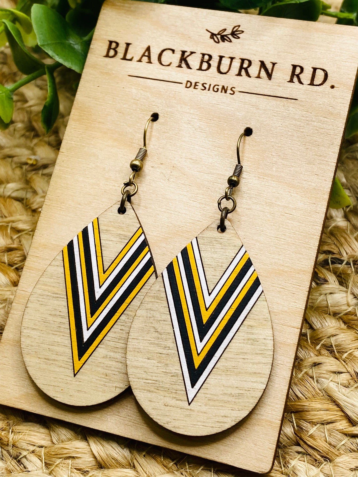 Taylor Pointed Stripe Teardrop Dangles