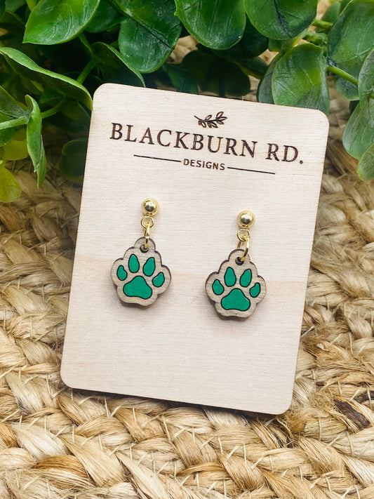 Petite Wildcat Paw Print Charm Dangles