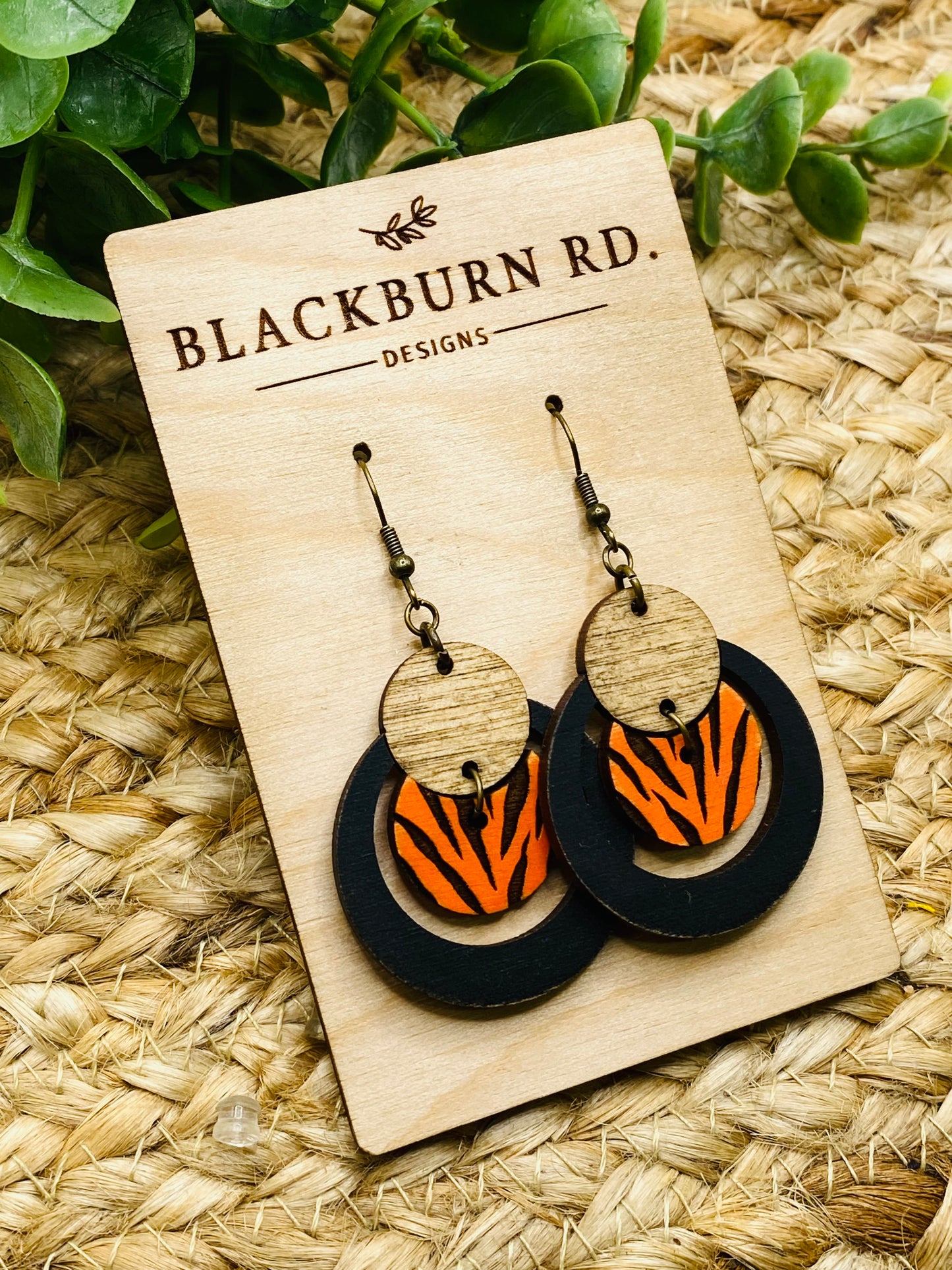 Open Hoop Tiger Stripe Earrings