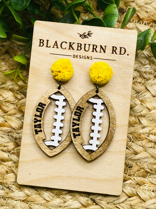 Taylor Pom Pom Football Dangles