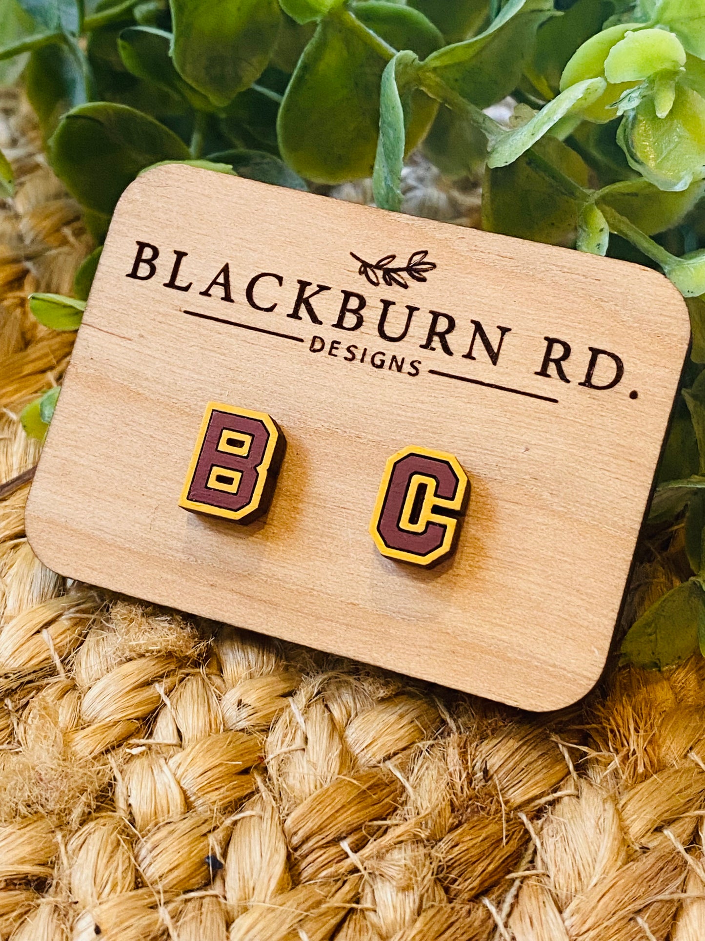 All Wood B C Stud Earrings