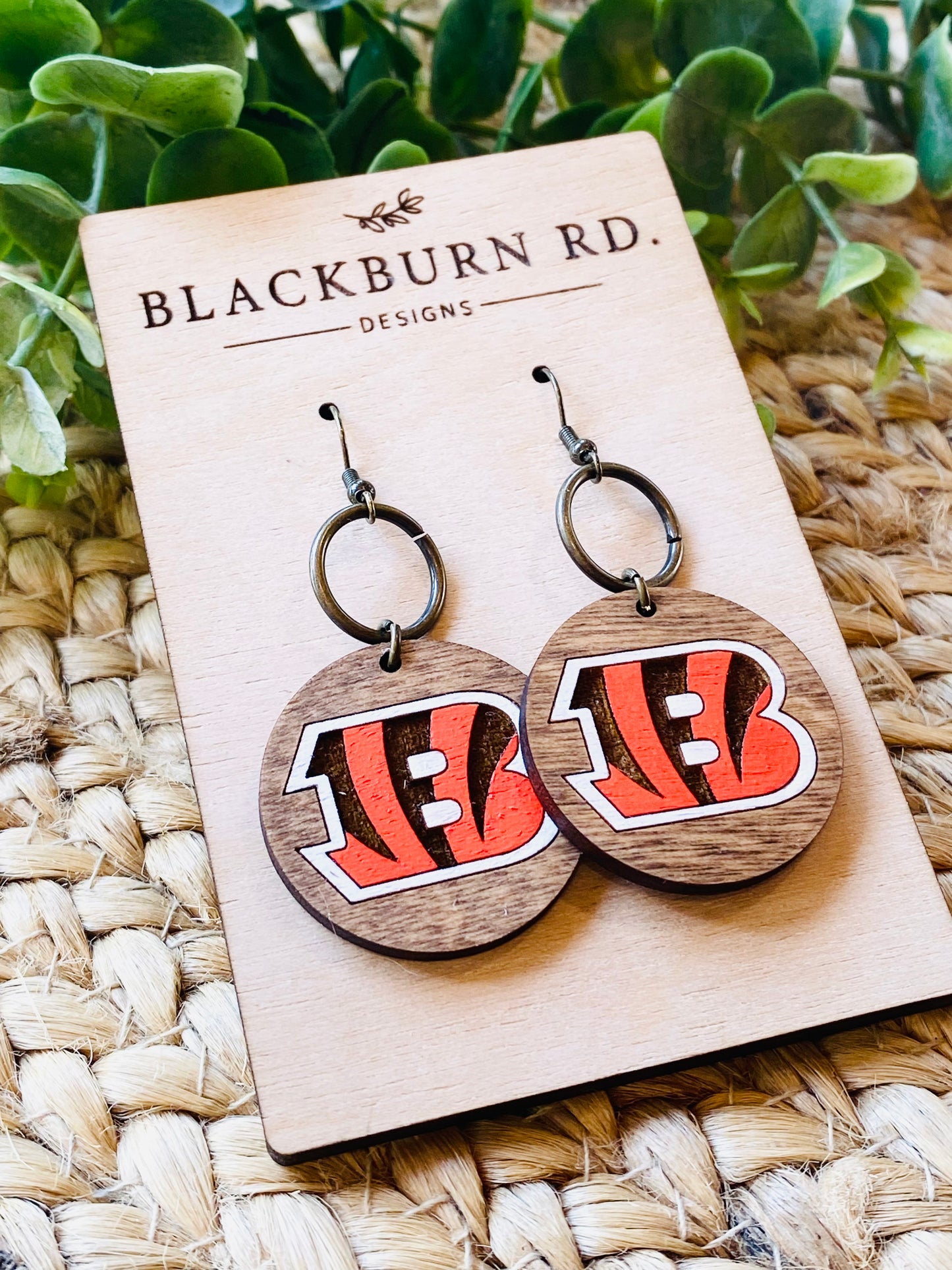 Bengals Stained Round Dangle Earrings