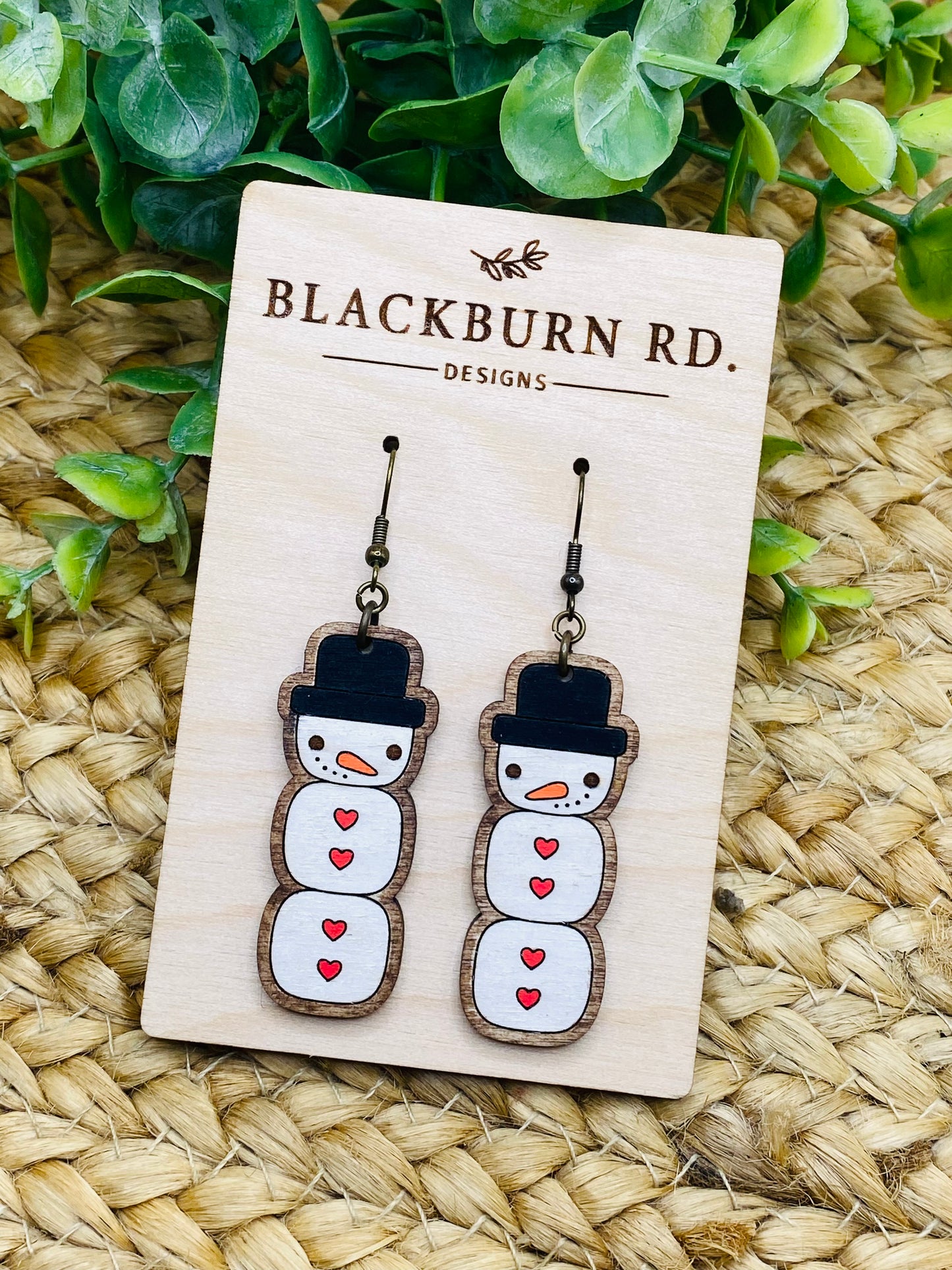 Stacked Marshmallow Snowman Dangle Earrings