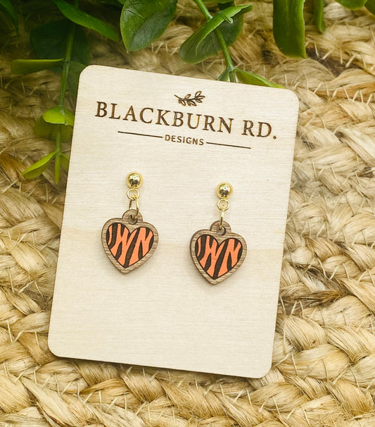 Petite Tiger Stripe Heart Dangle