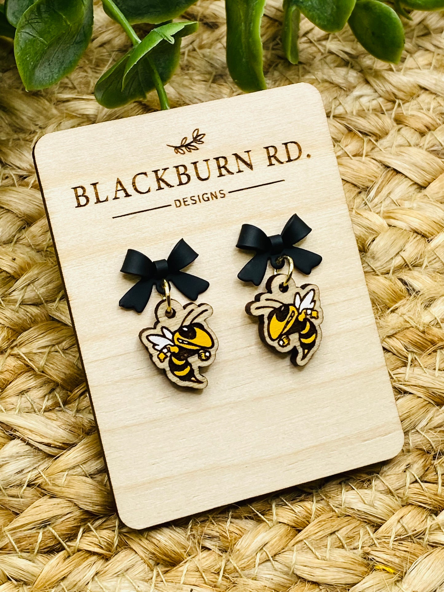 Taylor Petite Black Bow Yellowjacket Dangles