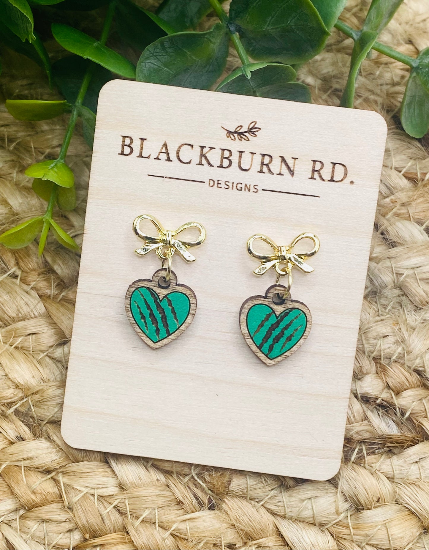 Petite Gold Bow Clawed Heart Charm Dangles