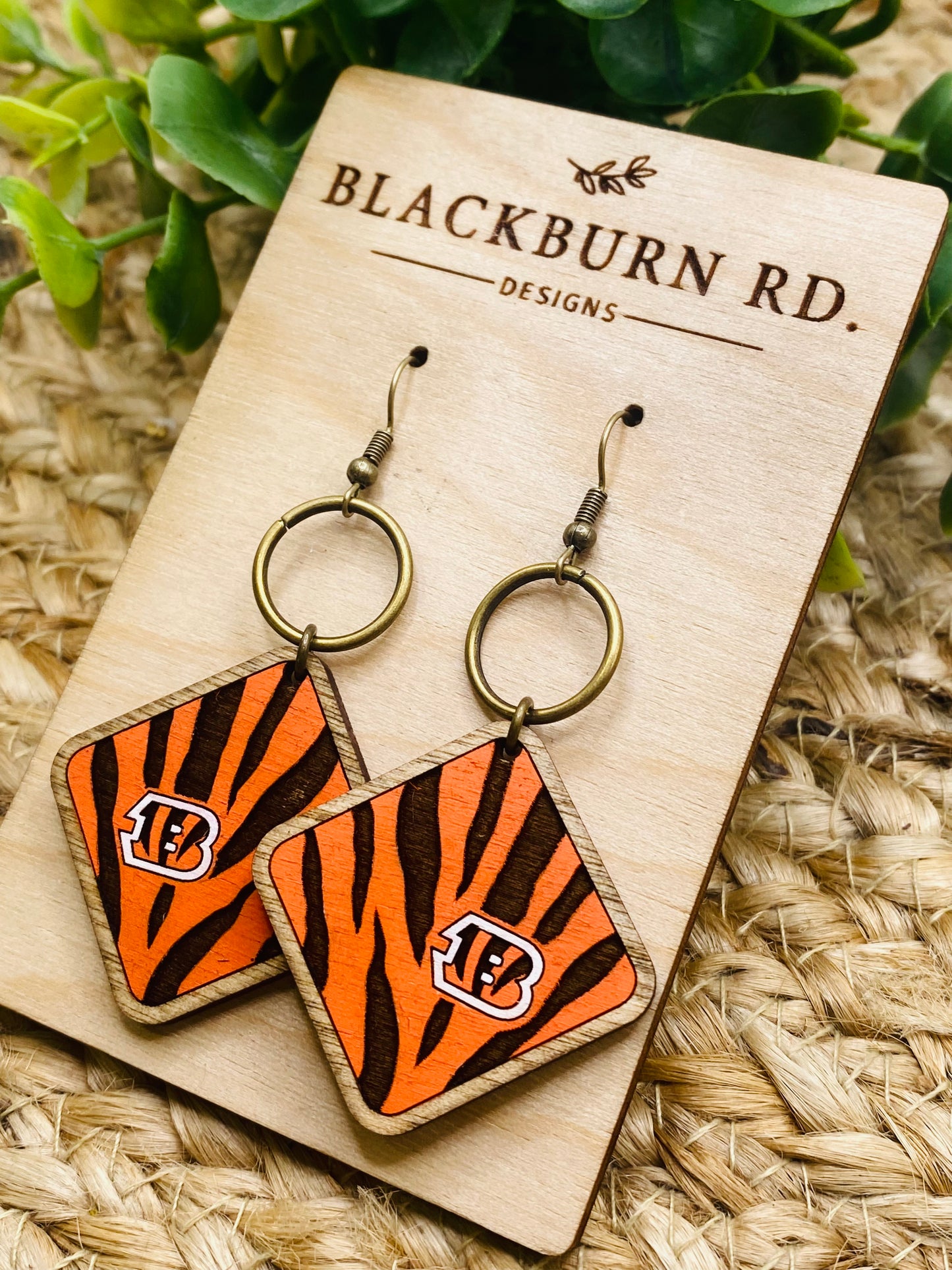 Tiger Stripe B Logo Earrings