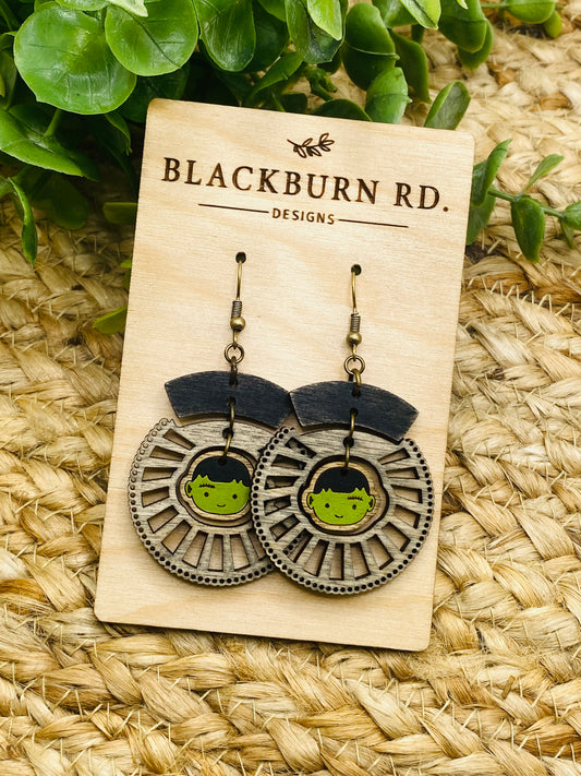 Boho Intricate Frankenstein Sundial Dangles