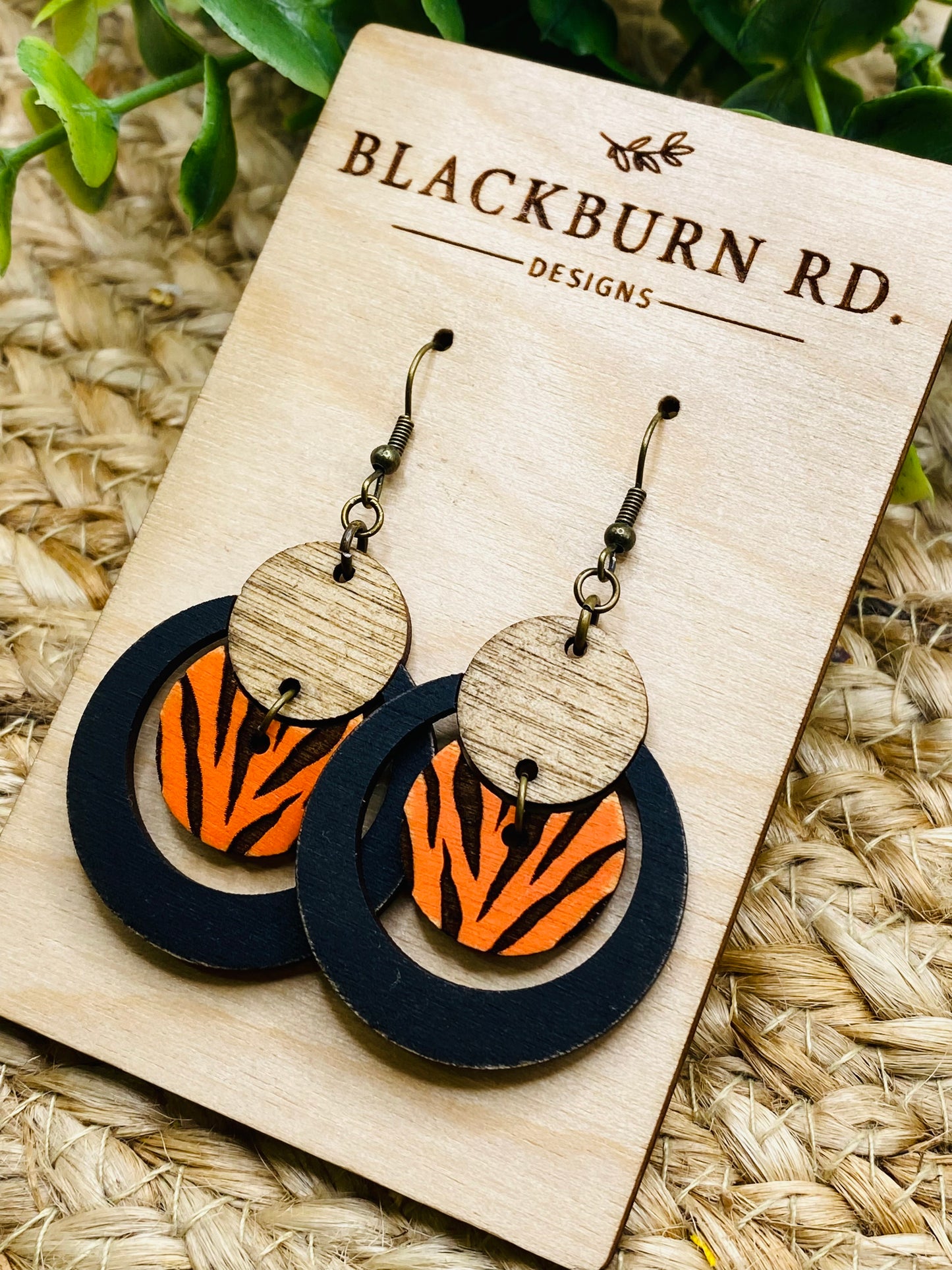 Open Hoop Tiger Stripe Earrings