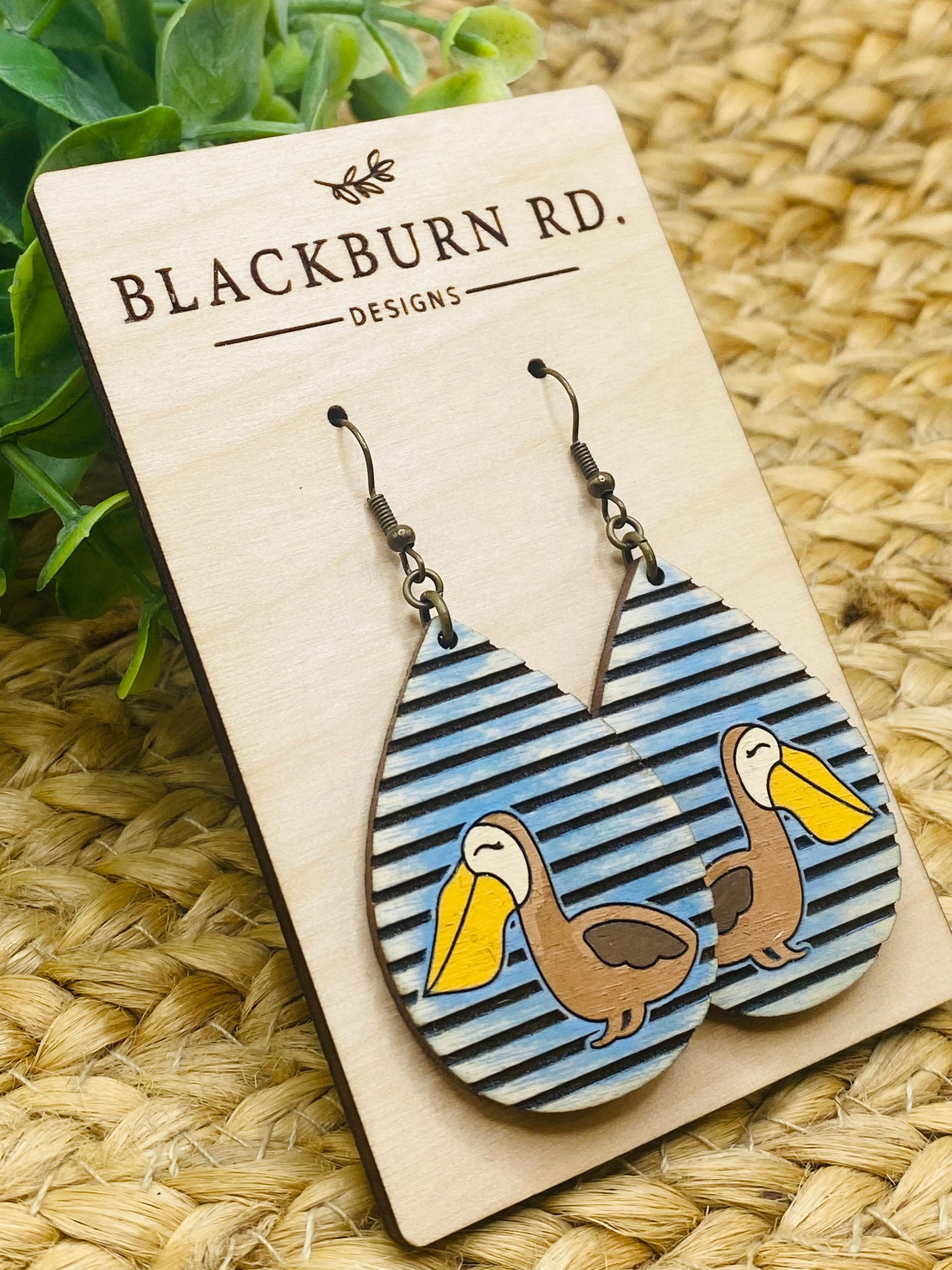 Striped Pelican Teardrop Dangles