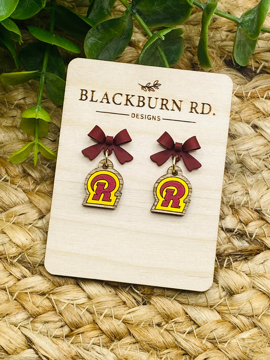 Petite Matte Burgundy Bow Ross R Dangles