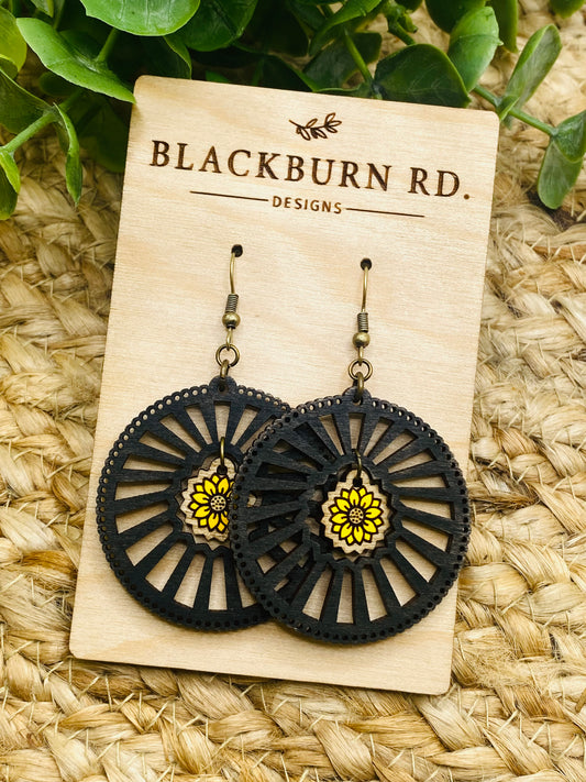 Intricate Sunflower Sundial Dangles