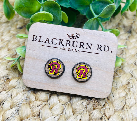 Ross R Logo Cabochon Studs