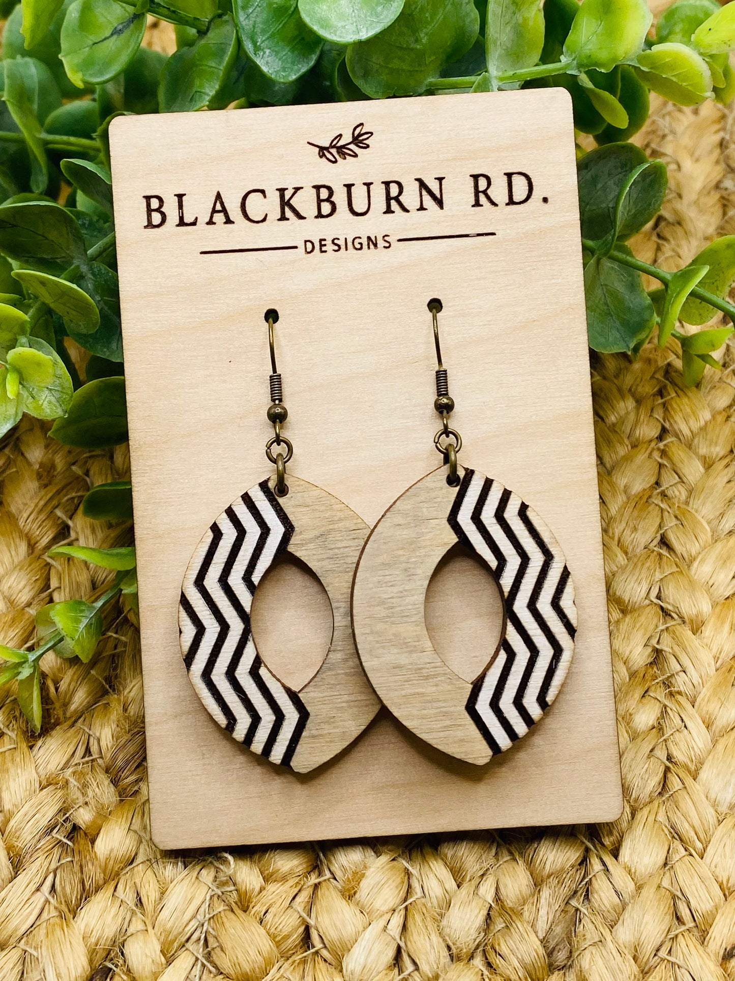 Open Oval Chevron Side Stripe Dangles