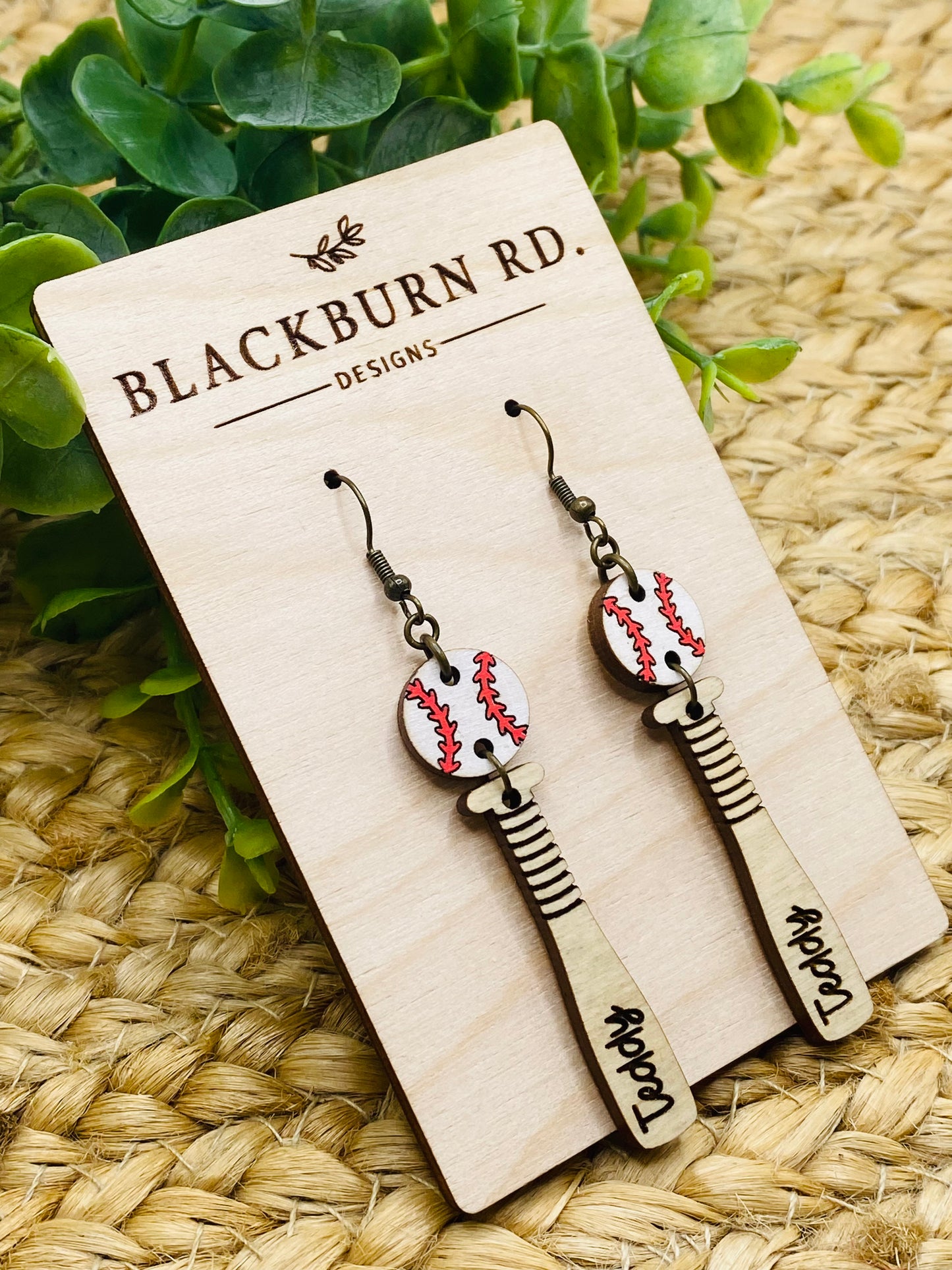 Custom Baseball / Softball & Bat Dangle Earrings