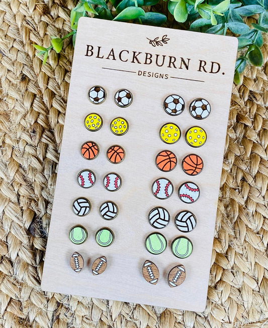 Sport Stud Cabochon Earrings