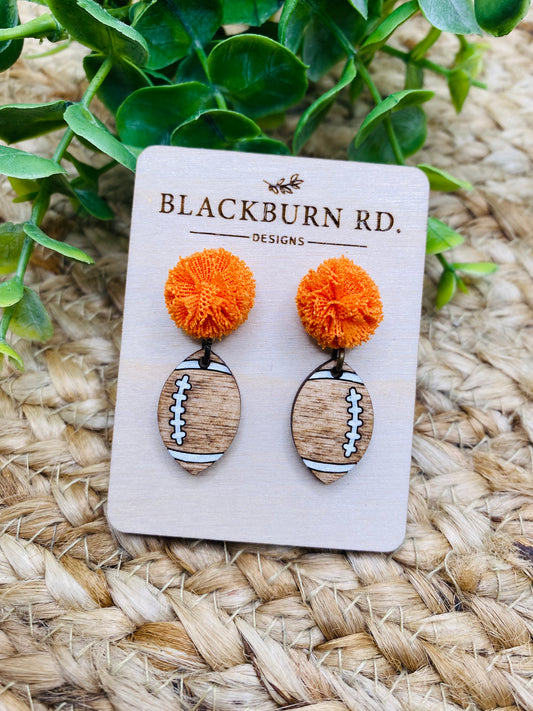 Petite Orange Pom Pom Football Dangle
