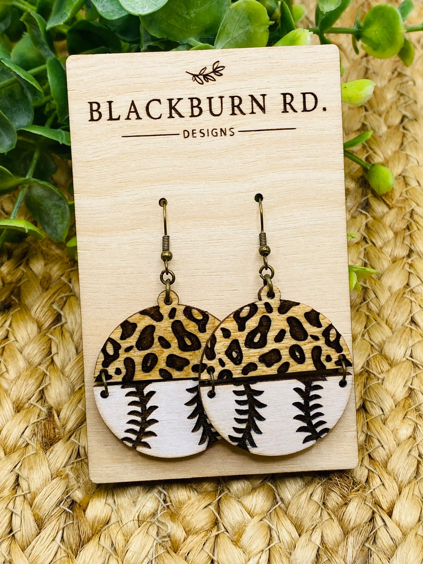 Dimensional and Engraved Split Leopard Baseball Rounds.