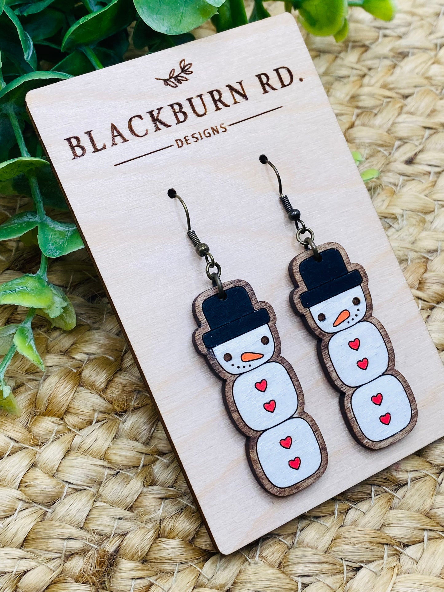 Stacked Marshmallow Snowman Dangle Earrings