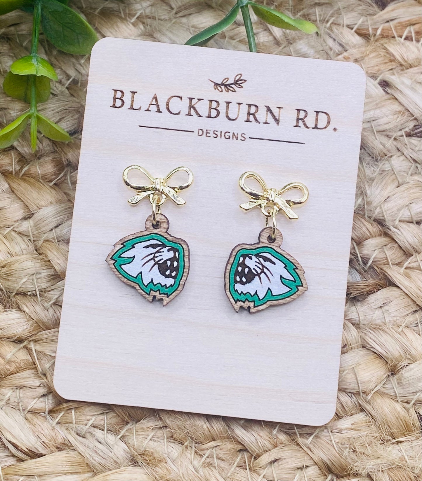 Petite Gold Bow Wildcat Dangles