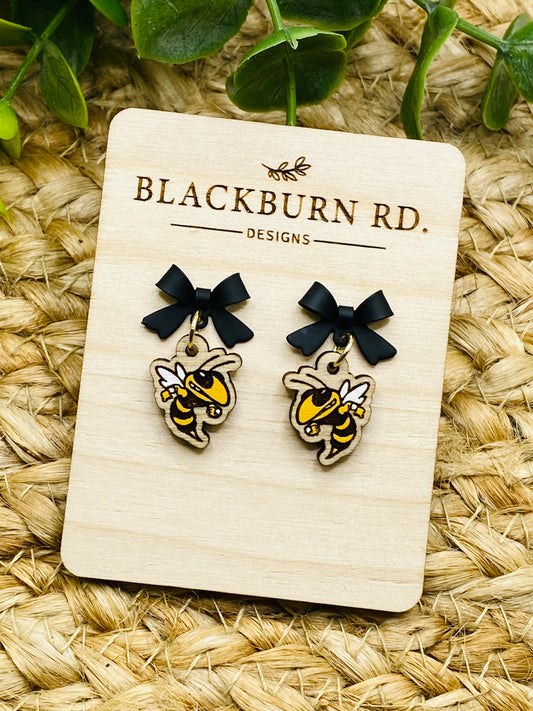 Taylor Petite Black Bow Yellowjacket Dangles